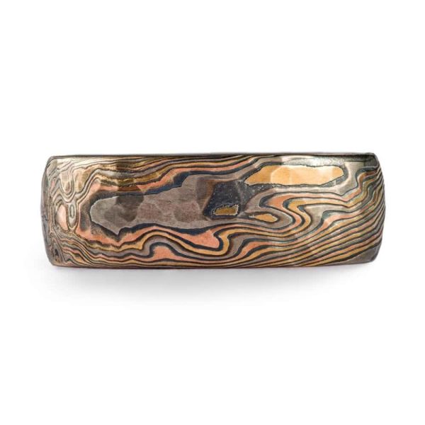 rustic feeling band with hammered finish mokume gane ring