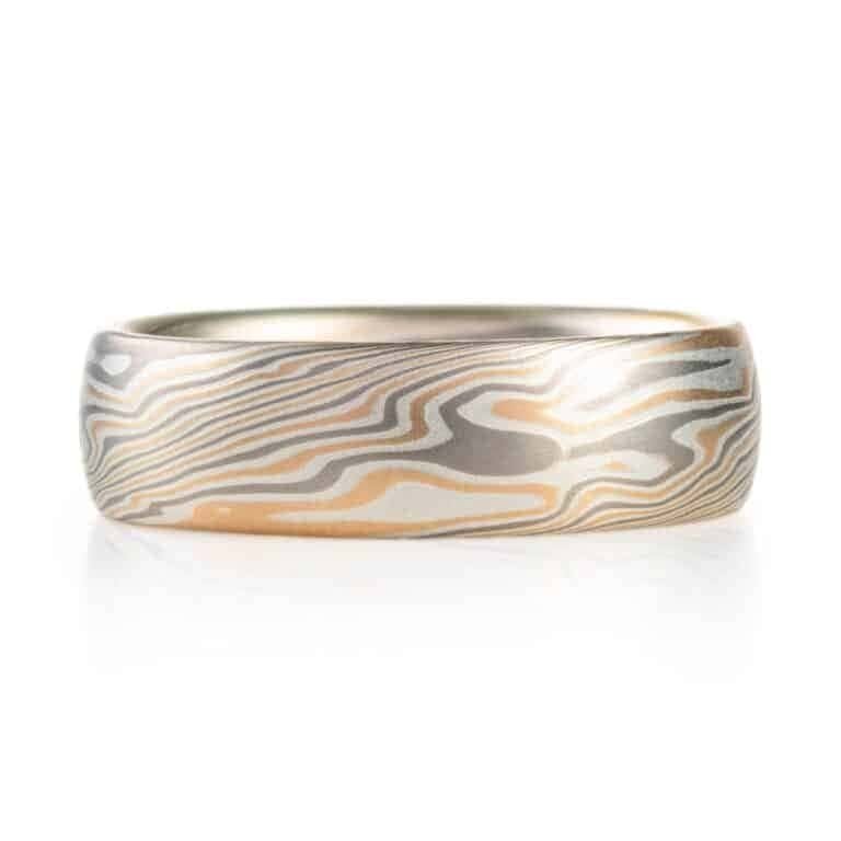 Elegant Twist Pattern Mokume Ring
