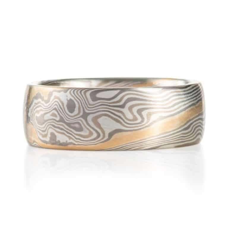 Wide Twist Pattern Mokume Band - Image 2