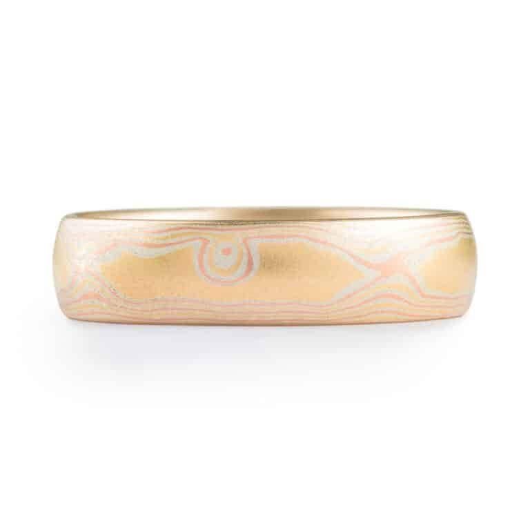 Woodgrain Dark and Light Mokume Ring Set - Image 2