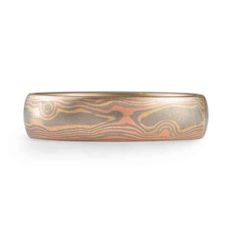 Woodgrain Dark and Light Mokume Ring Set - Image 3