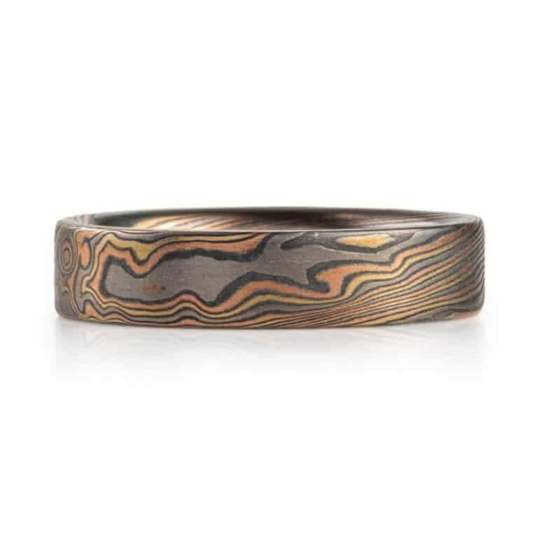 Earthy Wedding Band in Mokume Gane