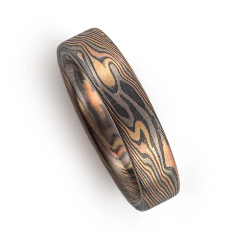 Earthy Wedding Band in Mokume Gane - Image 4