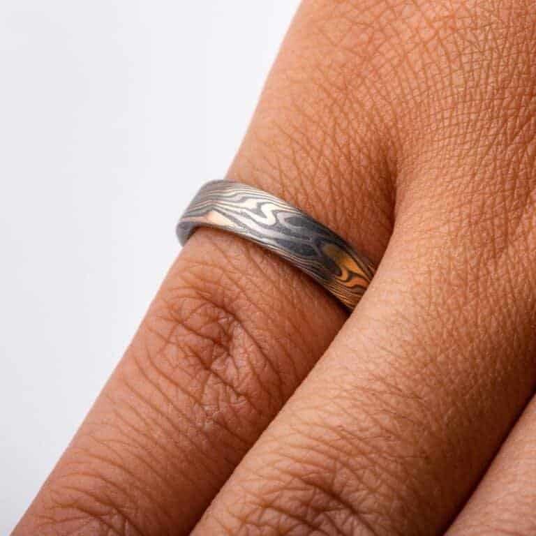 Earthy Wedding Band in Mokume Gane - Image 5