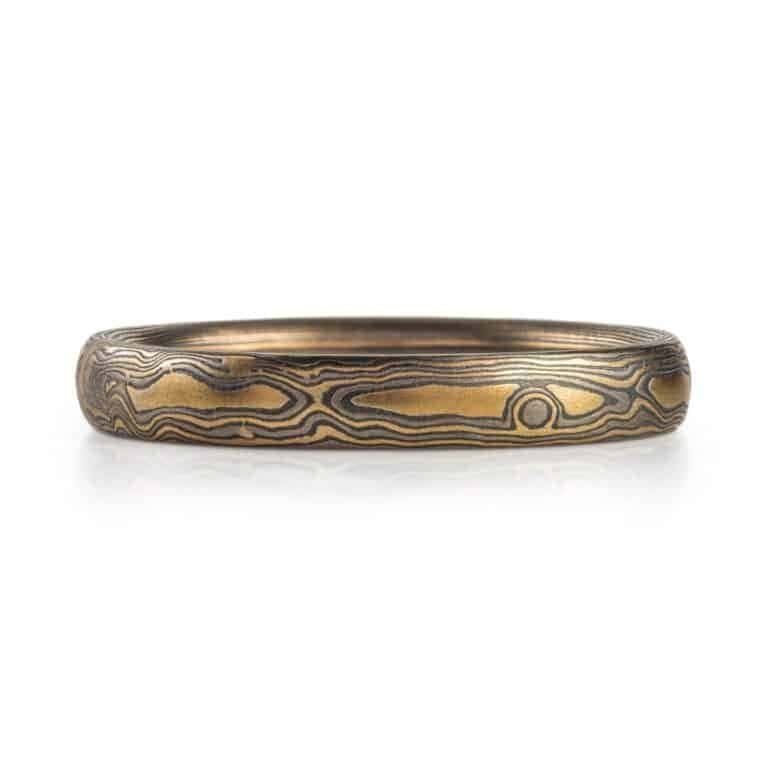 Dark Wood Mokume Ring in Woodgrain Pattern - Image 3