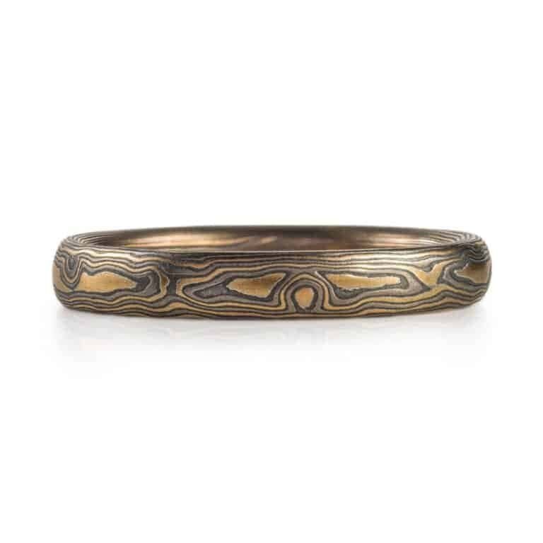 Dark Wood Mokume Ring in Woodgrain Pattern - Image 4