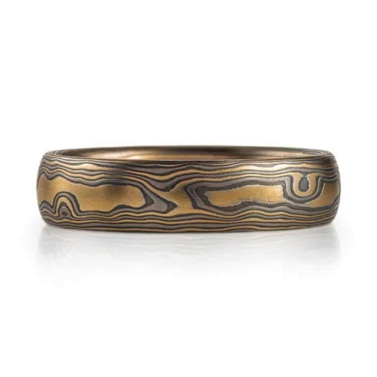 Organic Mokume Gane Ring Set in Flare Palette - Image 3