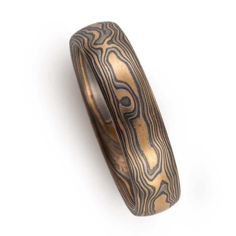 Organic Mokume Gane Ring Set in Flare Palette - Image 5