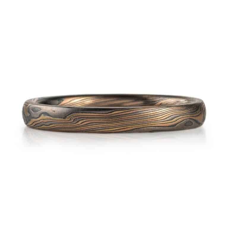 Dainty Rustic Heirloom Mokume Band - Image 3