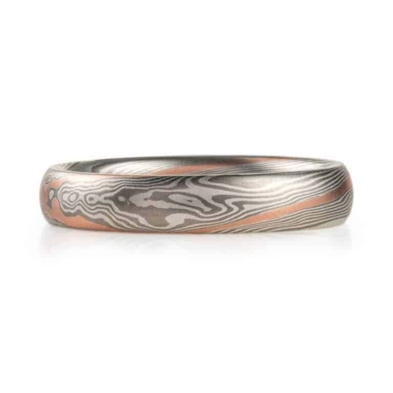 Elegant Mokume Wedding Ring In Ash Palette