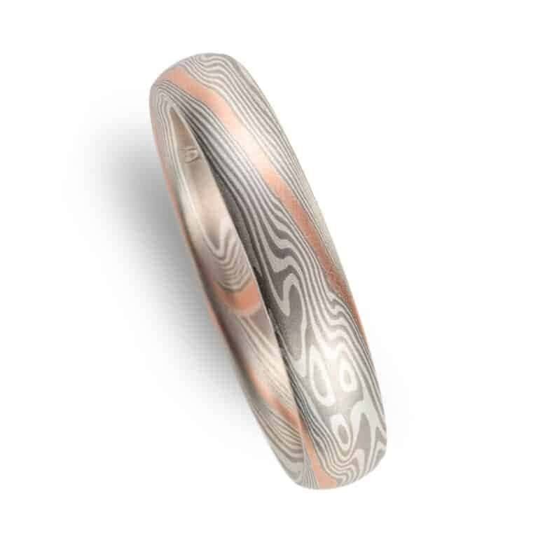 Elegant Mokume Wedding Ring In Ash Palette - Image 4