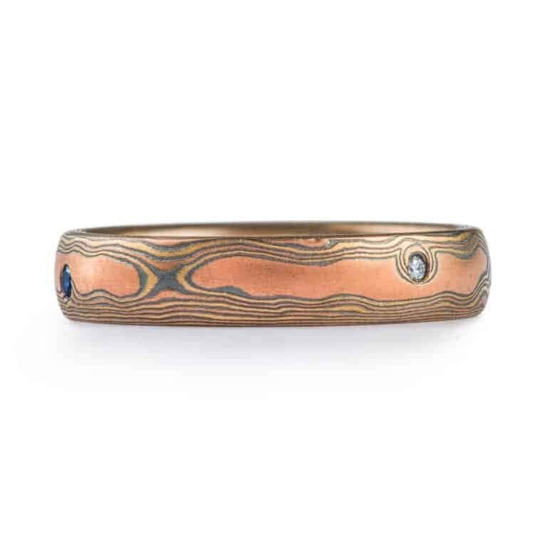 Organic  Mokume Ring in Woodgrain Pattern - Image 3