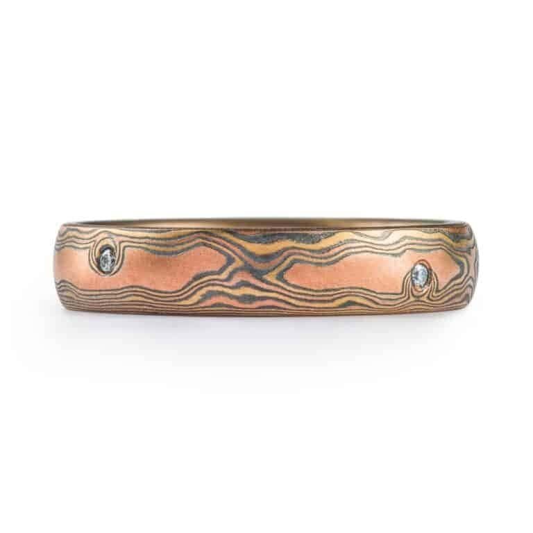 Crafted Mokume Gane Ring with Sapphire - Image 2