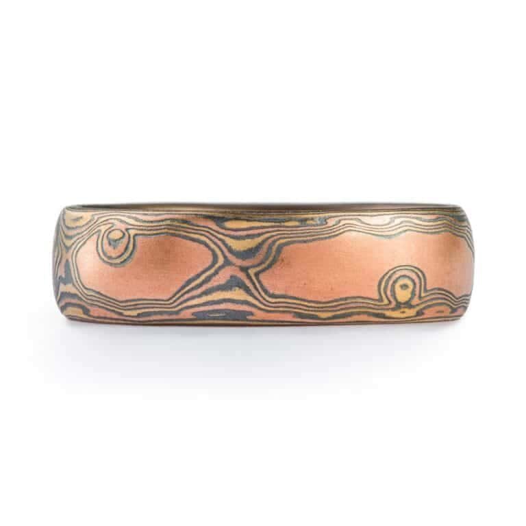 Woodgrain Pattern Mokume Gane Ring Set - Image 3