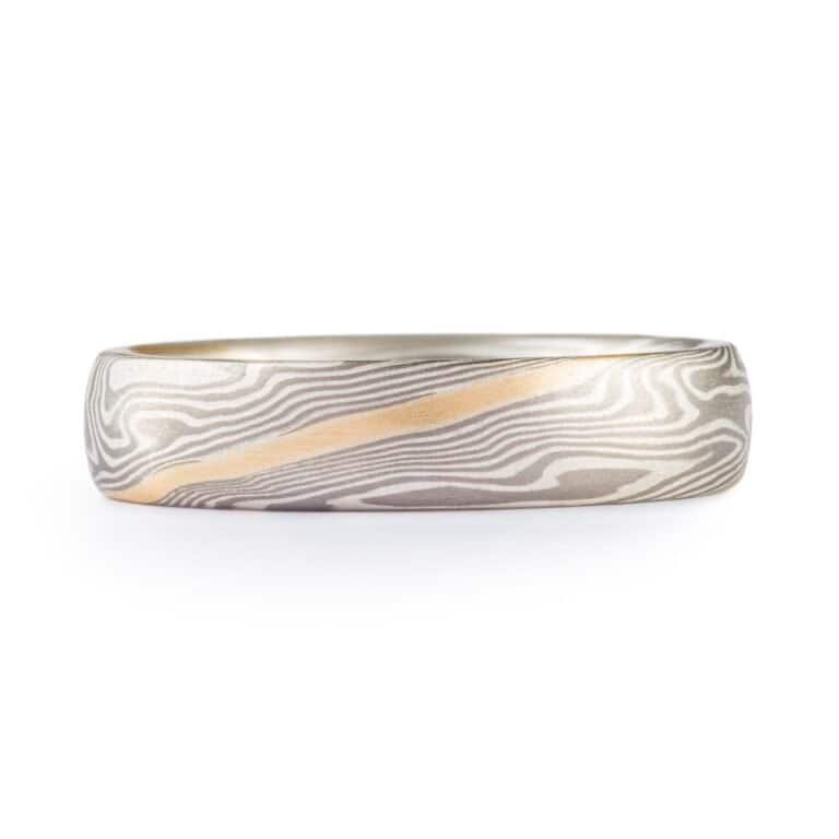 Sophisticated Mokume Band with Gold Stratum