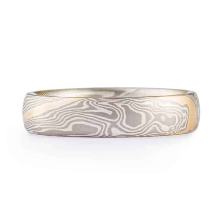 Sophisticated Mokume Band with Gold Stratum - Image 2