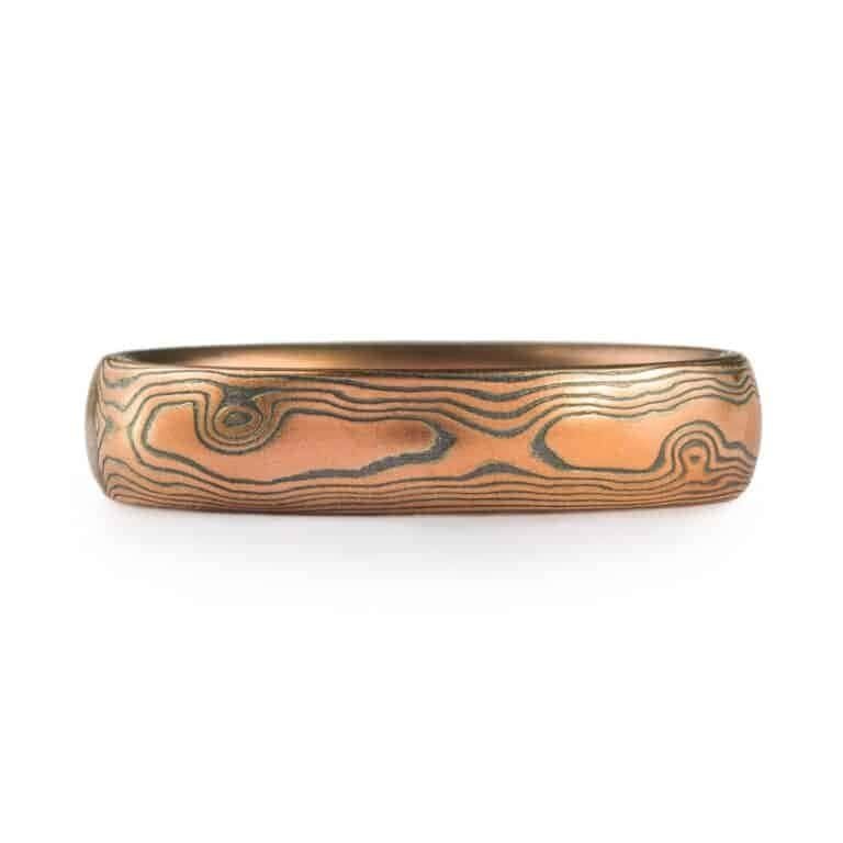 Red Gold  Mokume Woodgrain Pattern Ring