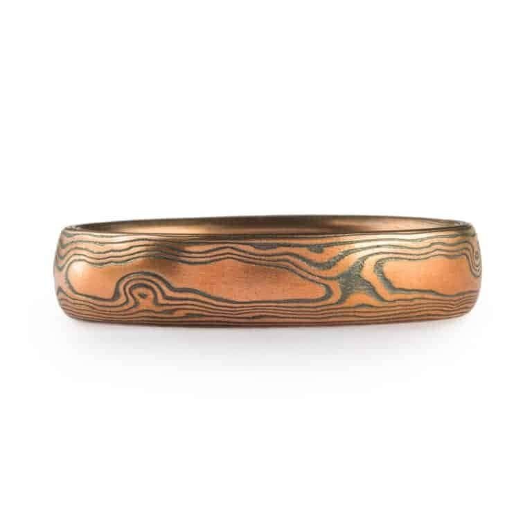 Red Gold  Mokume Woodgrain Pattern Ring - Image 3