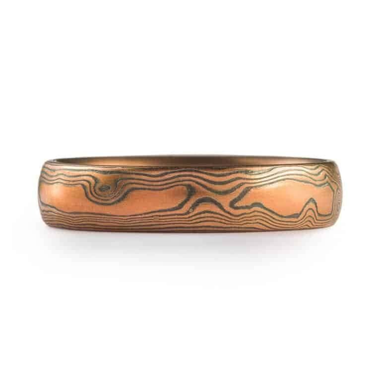 Red Gold  Mokume Woodgrain Pattern Ring - Image 2