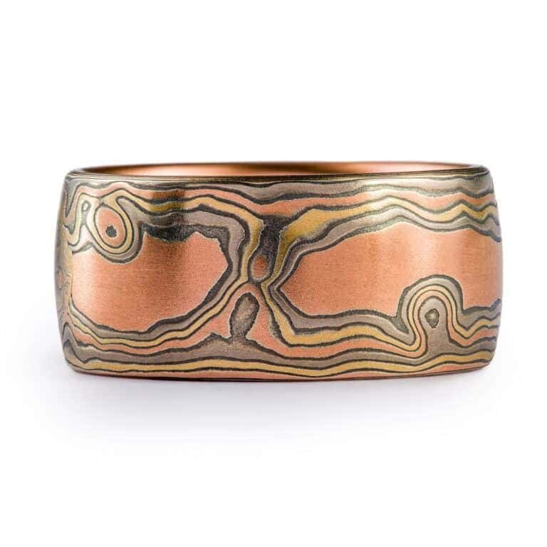 Manly Woodgrain Pattern  Mokume Ring - Image 2