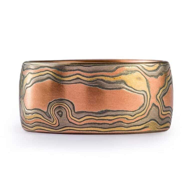 Manly Woodgrain Pattern  Mokume Ring