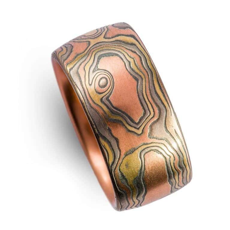 Manly Woodgrain Pattern  Mokume Ring - Image 4