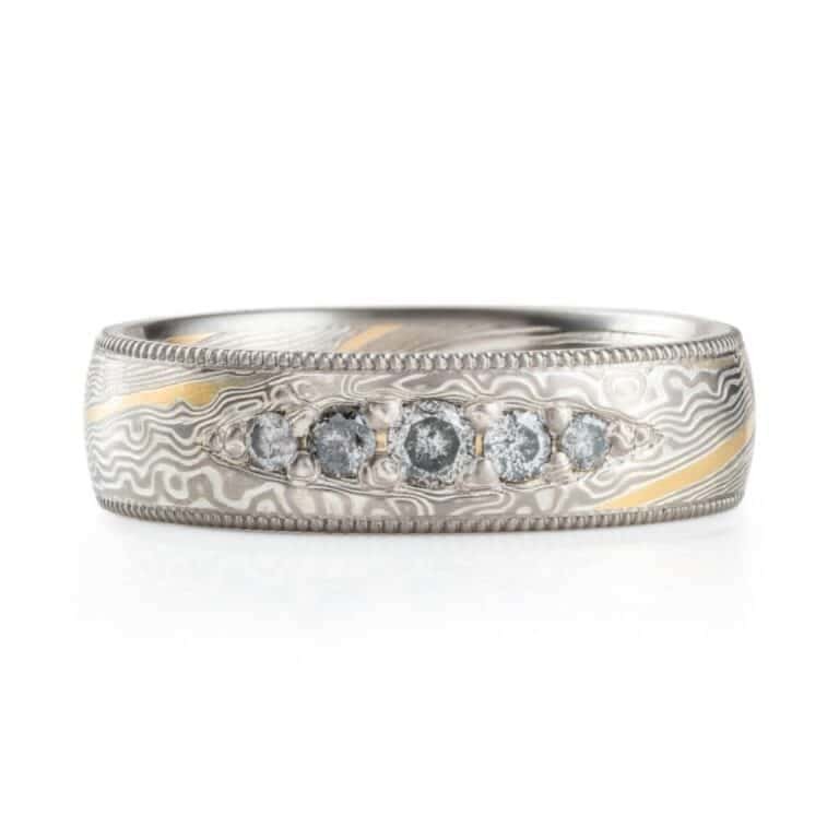 Salt and Pepper Diamond Wedding Set with Stratum - Image 3