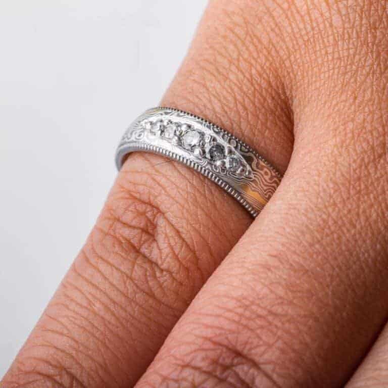 Salt and Pepper Diamond Wedding Set with Stratum - Image 7