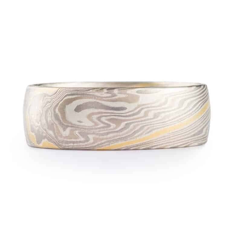 Contemporary Twist Mokume Ring with 18kt Gold - Image 2