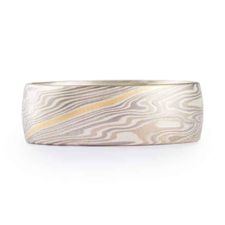 Contemporary Twist Mokume Ring with 18kt Gold - Image 3