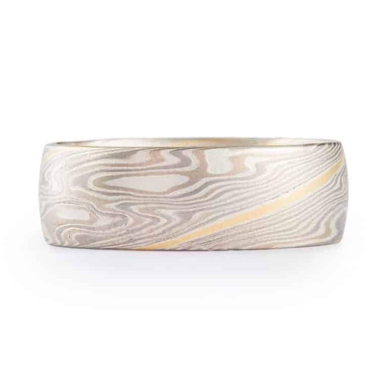 Contemporary Twist Mokume Ring with 18kt Gold