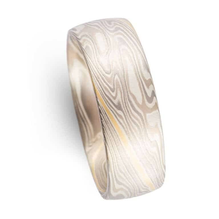 Contemporary Twist Mokume Ring with 18kt Gold - Image 4