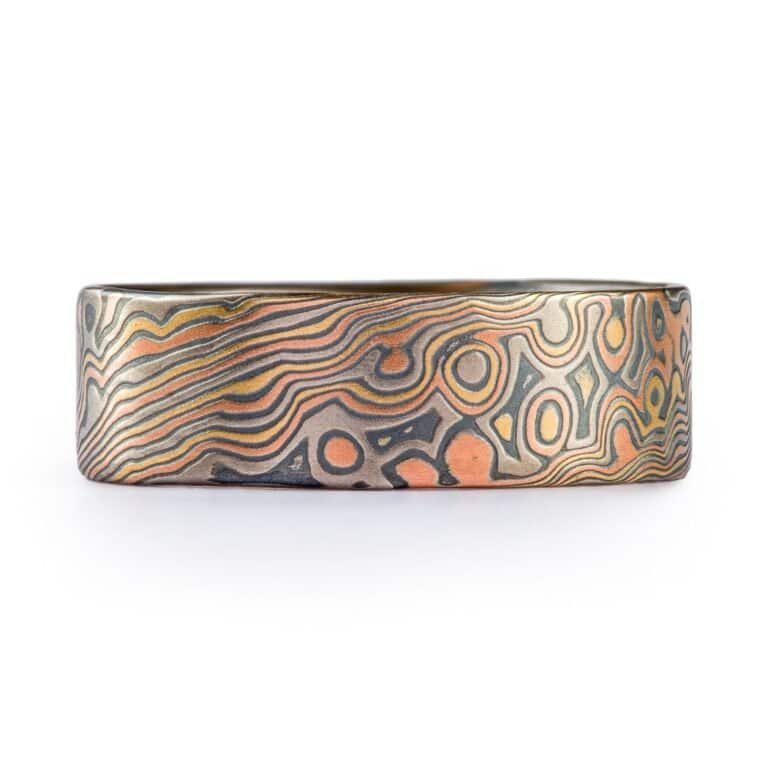 Rustic Twist/Droplet Pattern Ring in Mokume - Image 3