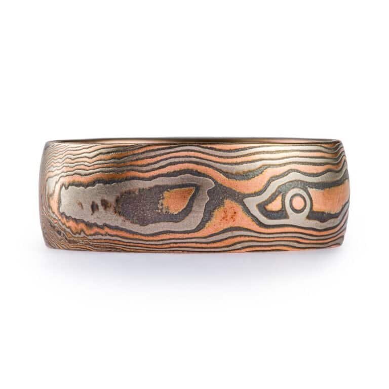 Bold Woodgrain Pattern Mokume Ring - Image 2
