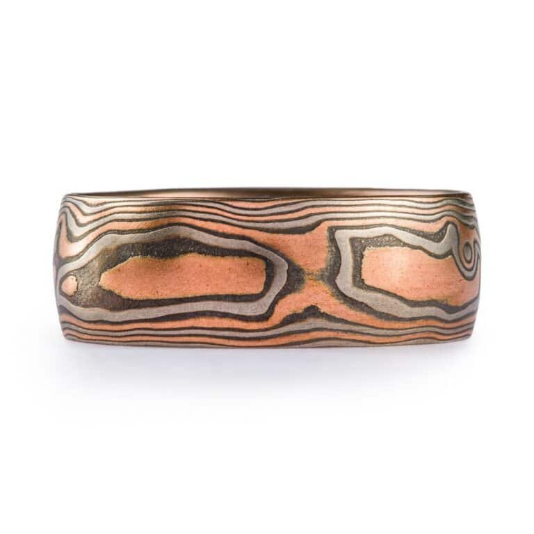 Bold Woodgrain Pattern Mokume Ring - Image 3
