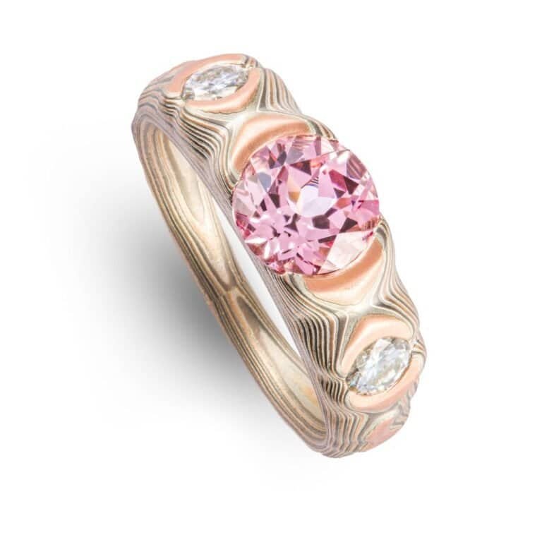 Pink Sapphire Mokume Guri Bori Ring - Image 2