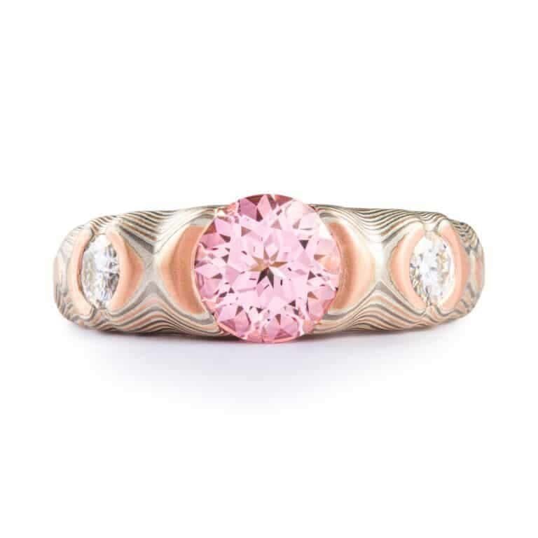 Pink Sapphire Mokume Guri Bori Ring