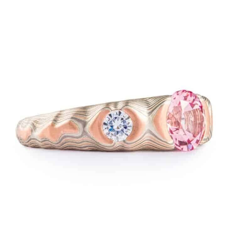 Pink Sapphire Mokume Guri Bori Ring - Image 3