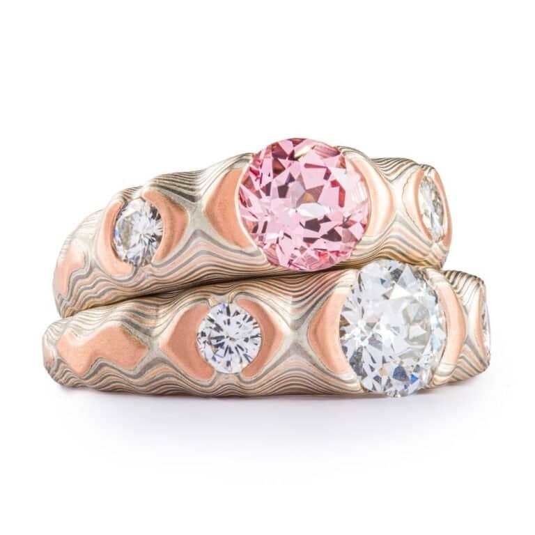 Matching Cathedral Style Guri Bori Ring Set