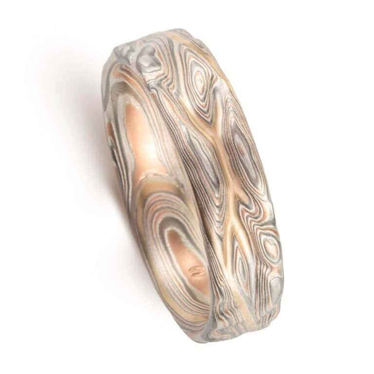 Mokume Gane Band in Mokume Guri Bori Pattern - Image 4