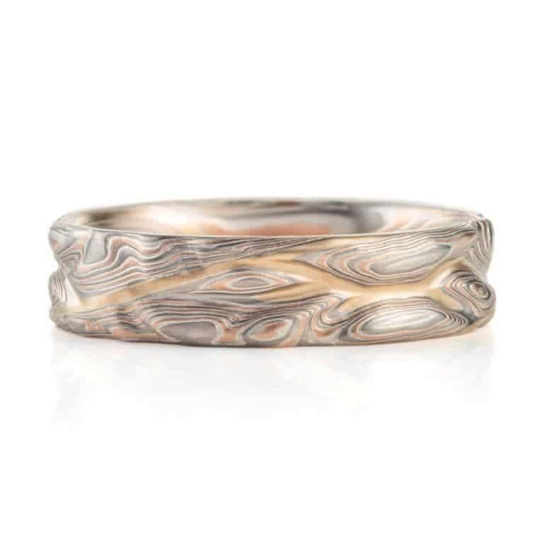 Mokume Gane Band in Mokume Guri Bori Pattern - Image 3