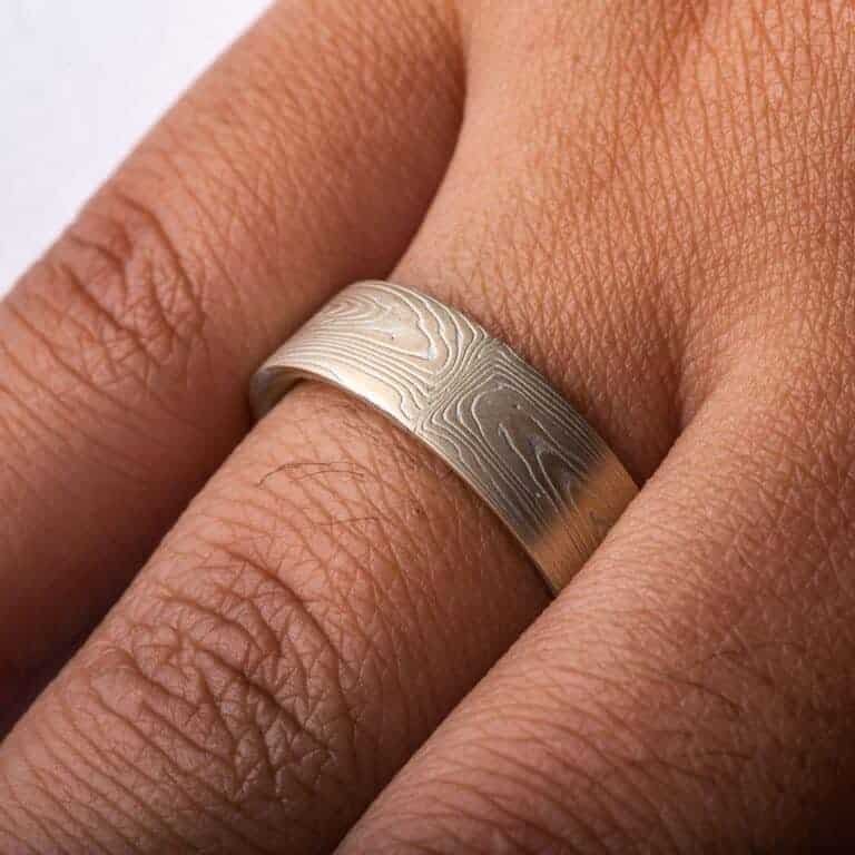 Subtle Mokume Wedding Band - Image 5