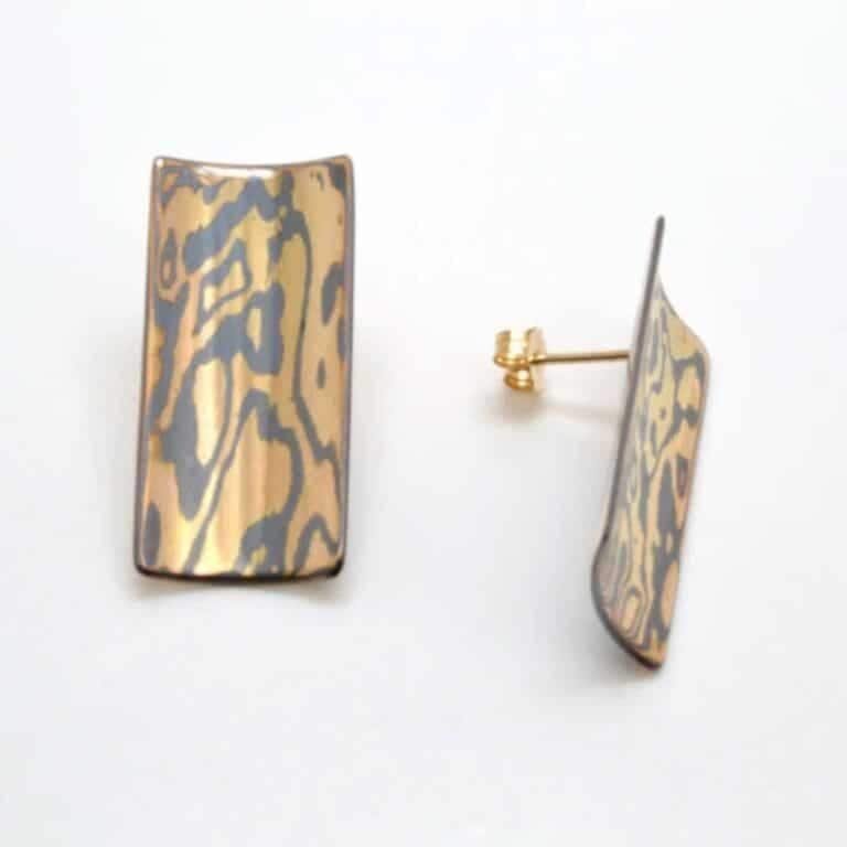 Mokume Rectangular Post Earrings - Image 2
