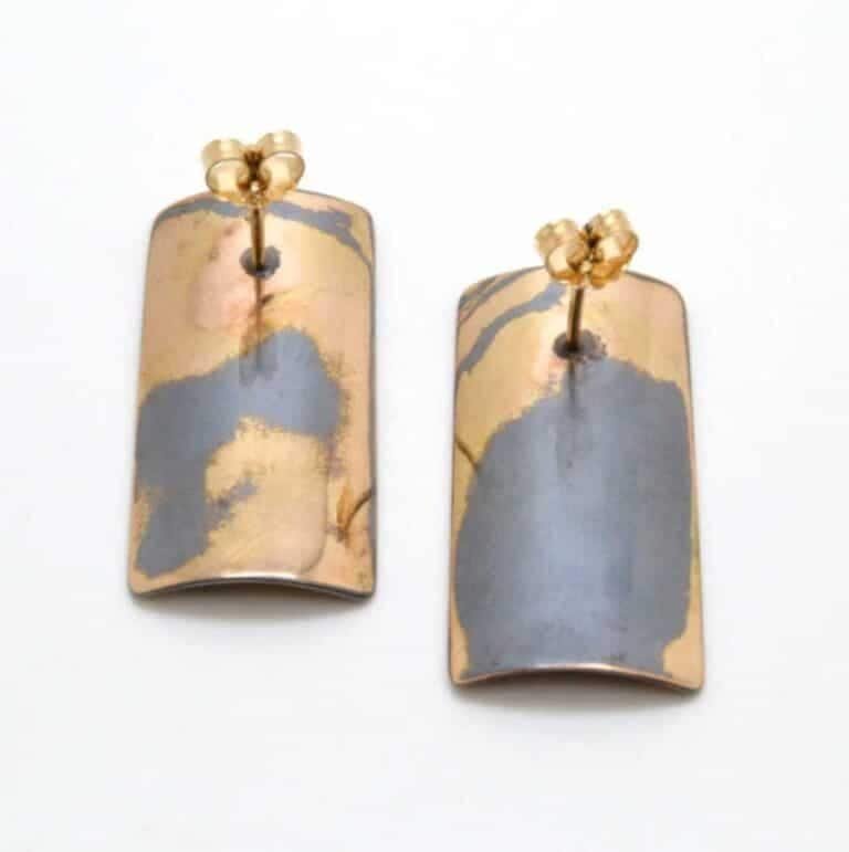 Mokume Rectangular Post Earrings - Image 3