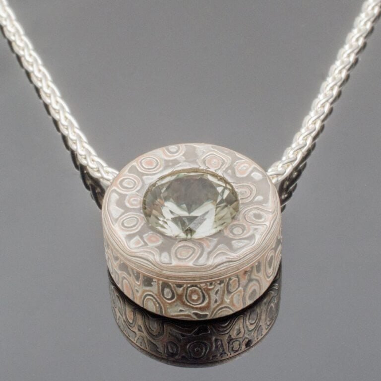 Classic Mokume Gane Slide Pendant With Diamond