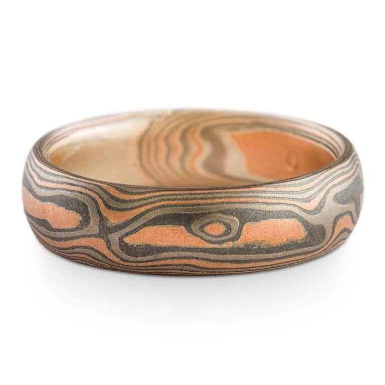 Beautiful Bypass Mokume Ring Set with Diamond - Image 2