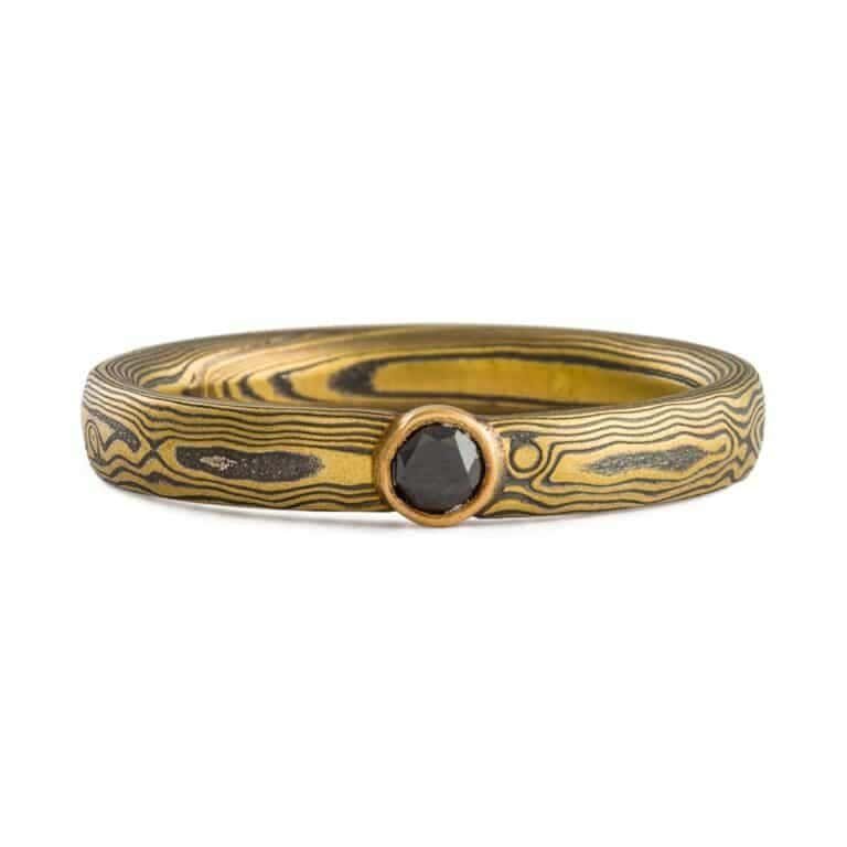 Enchanting Black Diamond Mokume Ring