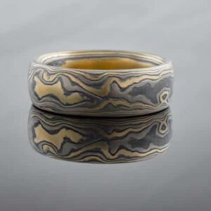 artisan-crafted_mokume_gane_ring_or_wedding_ban_in_flare_palette_and_woodgrain_pattern1
