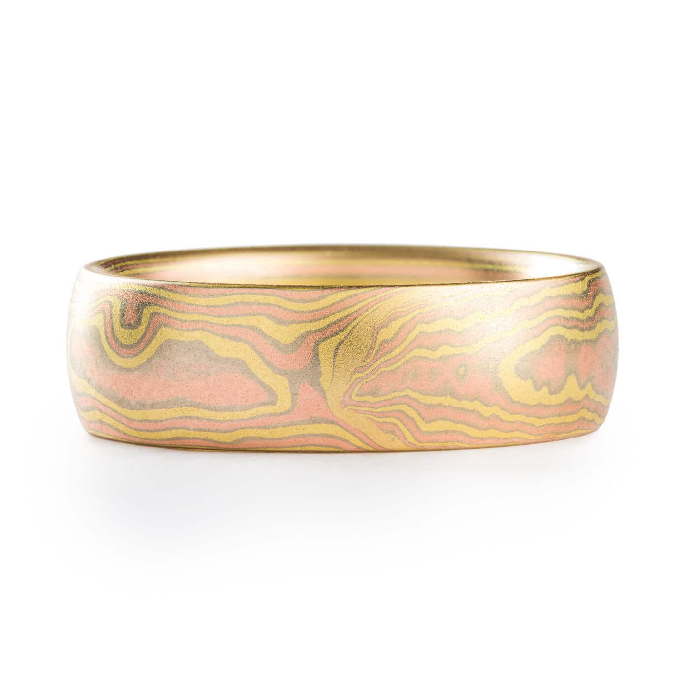 Radiant All Gold Mokume Wedding Band - Image 2