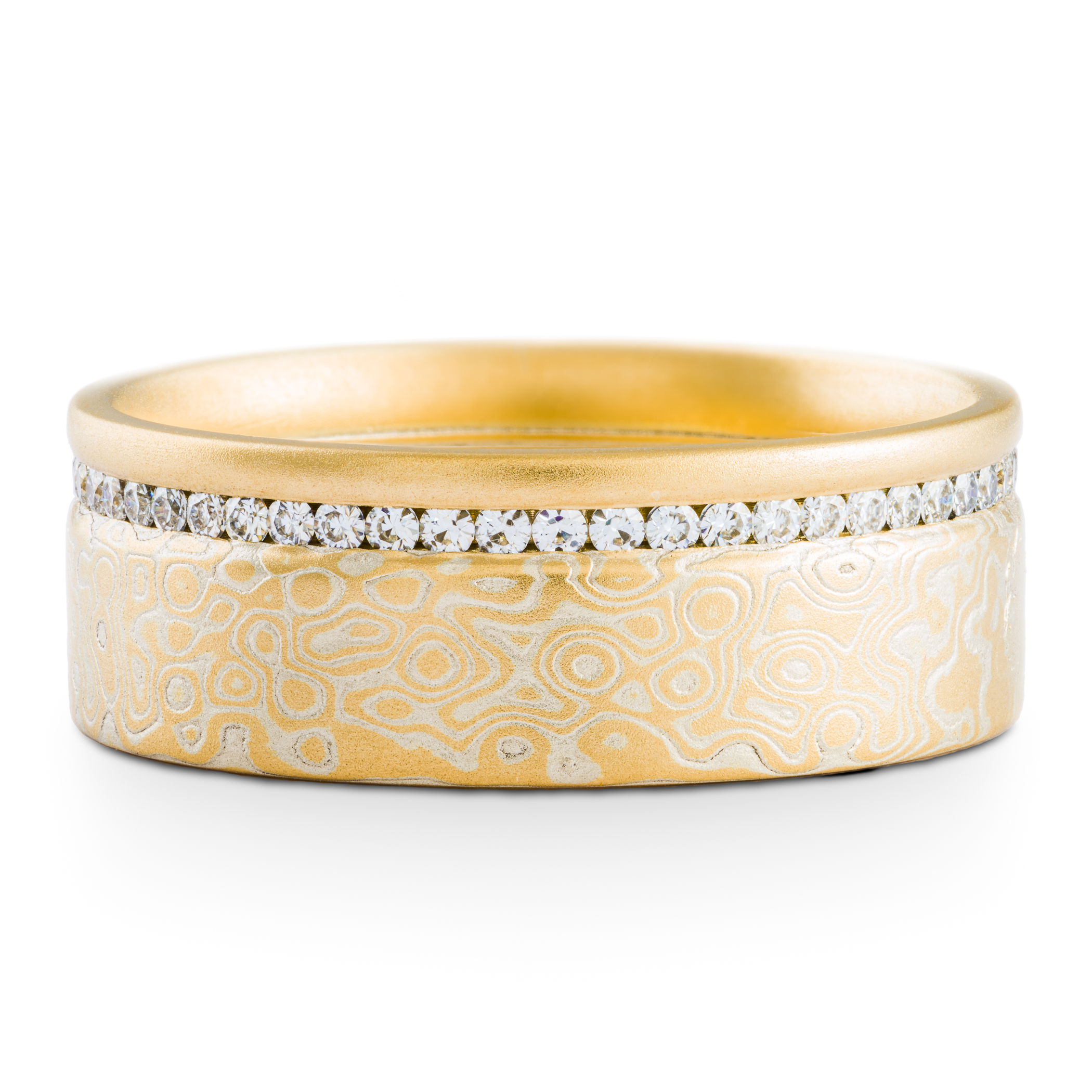 Mokume Gane Ring with Channel Set Diamonds - Image 2